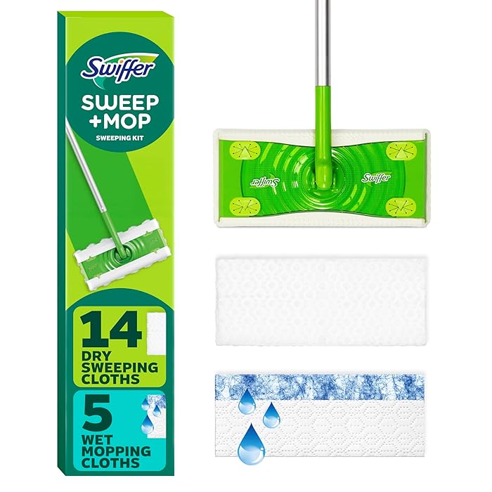 Swiffer Sweeper 2-in-1 Mops For Floor Cleaning, Dry And Wet Multi Surface Floor Cleaner Includes 1 Mop + 19 Refills, 20 Piece Set