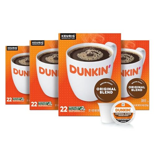 Dunkin Original Blend Coffee, Medium Roast, K-Cup Pods, 22 Count Boxes (Pack Of 4)