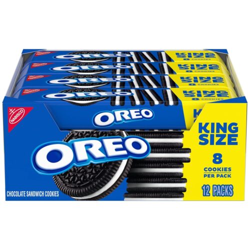 OREO Chocolate Sandwich Cookies, King Size, 12 Snack Packs (8 Cookies Per Pack)
