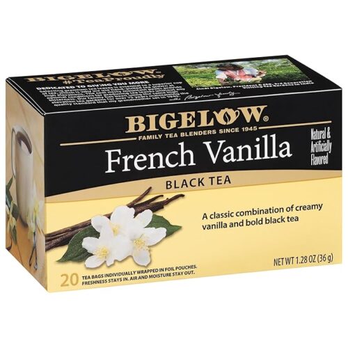 Bigelow French Vanilla Black Tea Bags, 20 Count Box (Pack Of 6), Caffeinated Black Tea, 120 Tea Bags Total