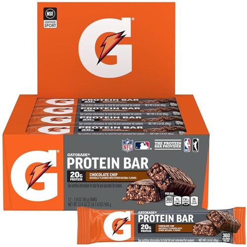 Gatorade Whey Protein Recover Bars, Chocolate Chip, 2.8 Ounce (Pack Of 12)