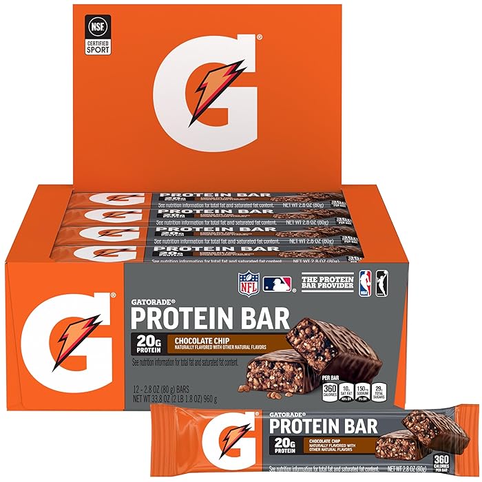 Gatorade Whey Protein Recover Bars, Chocolate Chip, 2.8 Ounce (Pack Of 12)