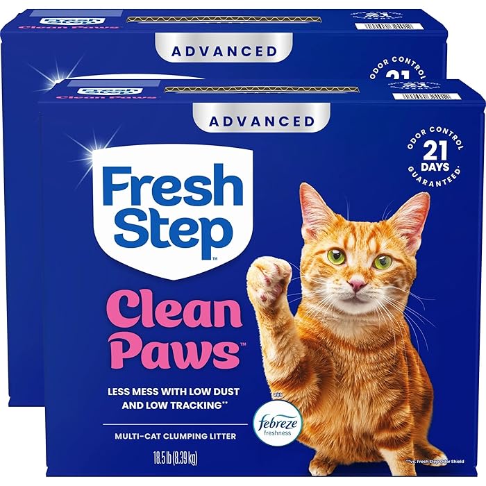 Fresh Step Clean Paws Advanced Multi Cat Clumping Litter With Febreze Freshness, 18.5 Lb Each, Pack Of 2