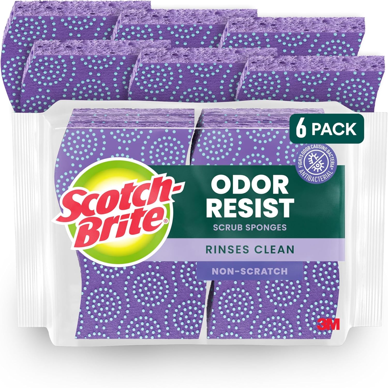 Scotch-Brite Odor Resist Non-Scratch Scrub Sponge 6 Dish Sponges