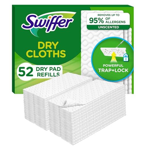 Swiffer Sweep + Mop, Dry Pads Refill, Floor Cleaner For Dirt, Dust, Hair Floor Duster, Unscented, 52ct