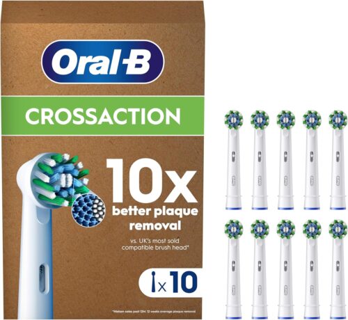 Oral-B Pro Cross Action Original Electric Toothbrush Head, Pack of 10 White