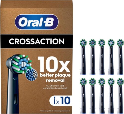 Oral-B Pro Cross Action Original Electric Toothbrush Heads, Black, Pack of 10