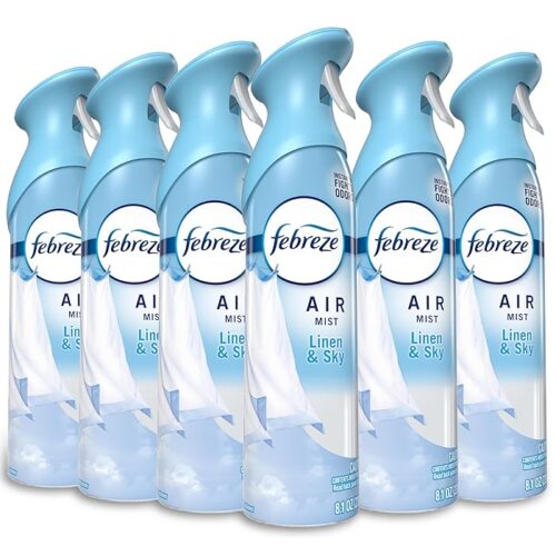 Febreze Air Mist, Air Freshener Spray Linen & Sky Scent, 8.1oz (Pack Of 6)