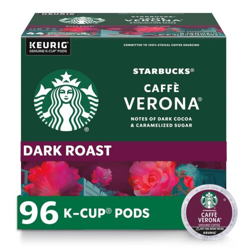 Starbucks K-Cup Coffee Pods, Dark Roast Hot or Iced Coffee, Caffè Verona, 96 Keurig Pods