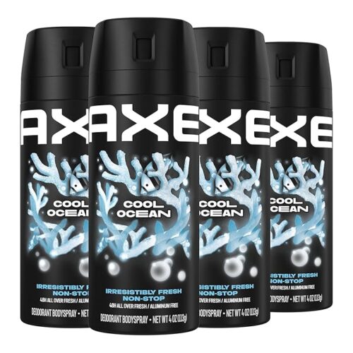 AXE Dual Action Body Spray Deodorant  Cool Ocean 4 Oz (Pack Of 4)