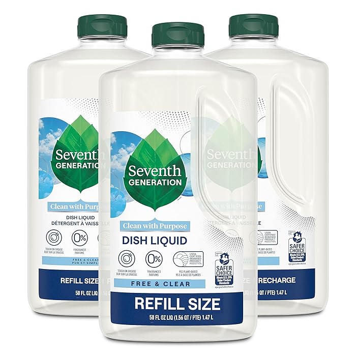 Seventh Generation Dish Liquid Soap Refill Free & Clear Dish Soap 50 Oz Pack Of 3