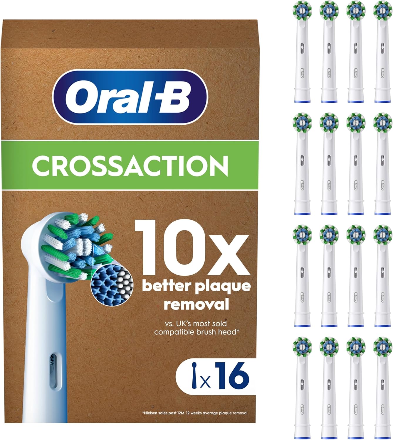 Oral-B Pro Cross Action Original Electric Toothbrush Head Pack of 16 White