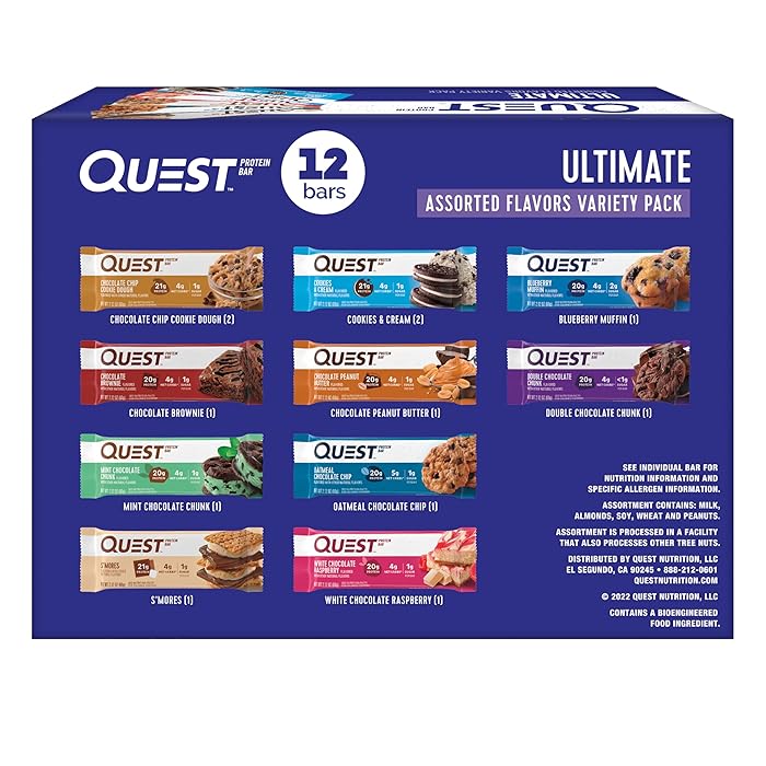 Quest Nutrition Ultimate Variety Pack Protein Bars High Protein, Low Carb, Gluten Free, Keto Friendly, 12 Count