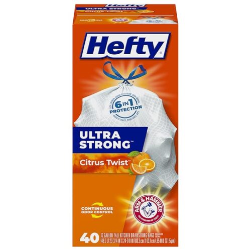Hefty Ultra Strong Tall Kitchen Trash Bags - Citrus Twist 13 Gallon, 40 Count