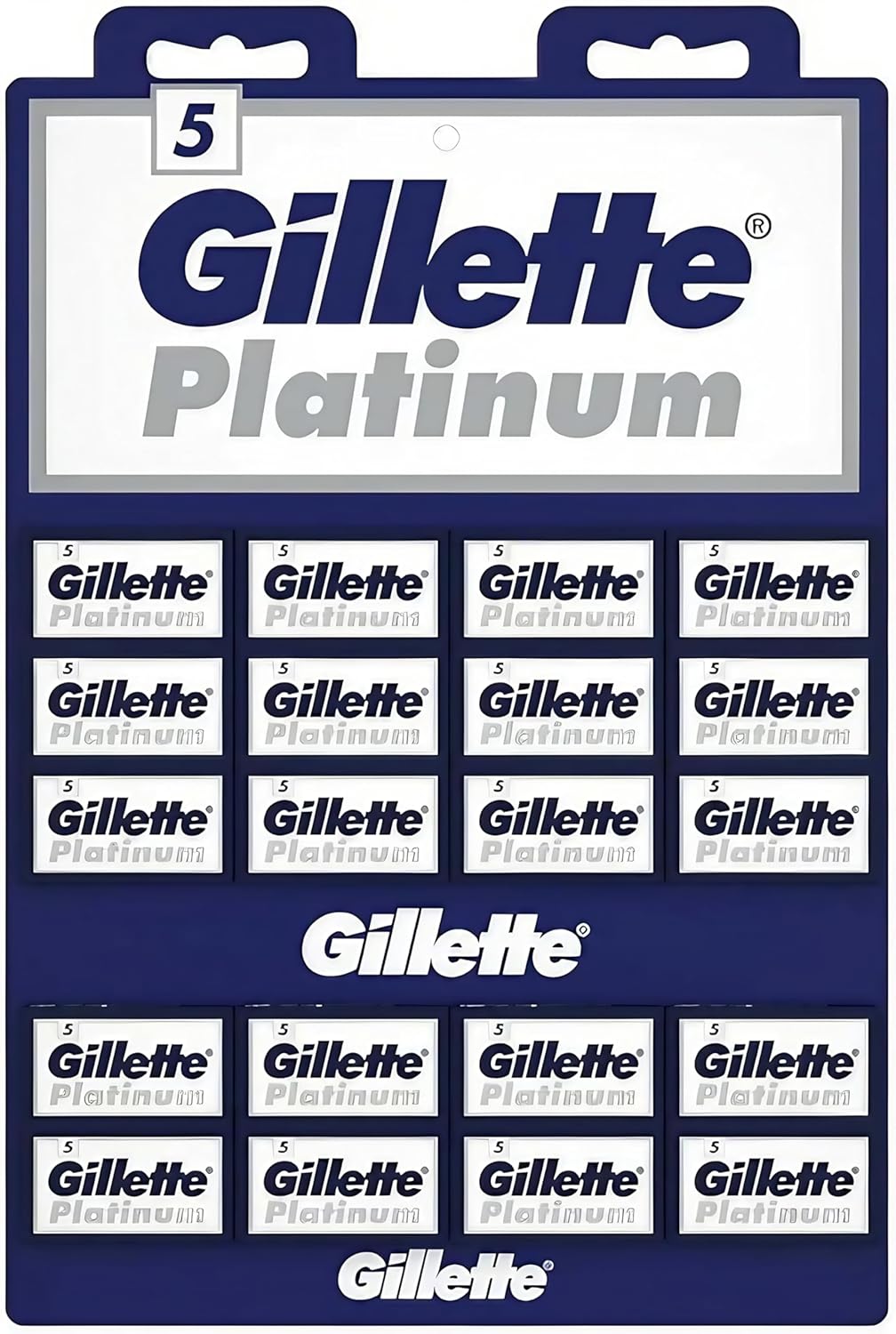 Gillette 100 Platinum Blue Double Edge Safety Razor Blades, 20 x 5