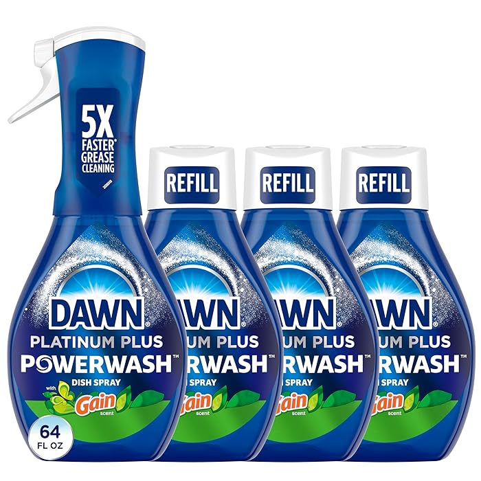 Dawn Powerwash Gain Original Dish Spray, Refill, 1 Starter Kit + 3 Refills, 64 Fl Oz