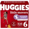Huggies Size 6 Diapers, Little Movers Baby Diapers, Size 6 (35+ Lbs), 108 Count