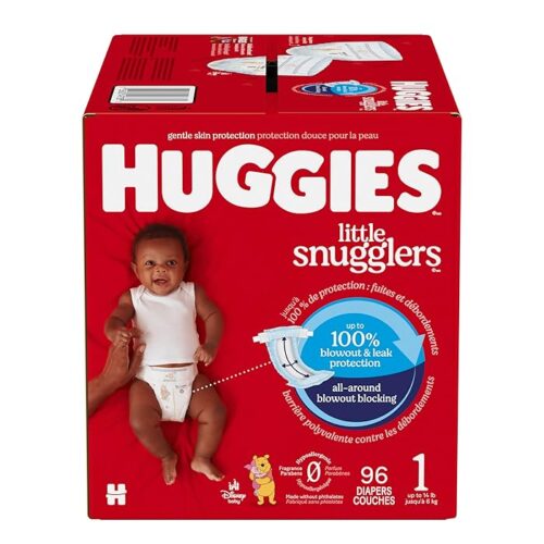 Huggies Size 1 Diapers, Little Snugglers Baby Diapers, Size 1 (8-14 Lbs), 96 Count