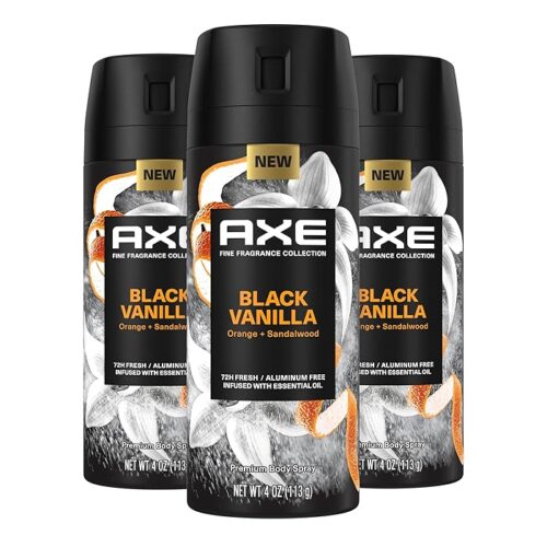 AXE Fine Fragrance Collection Premium Body Spray Black Vanilla    4 Oz Pack of 3