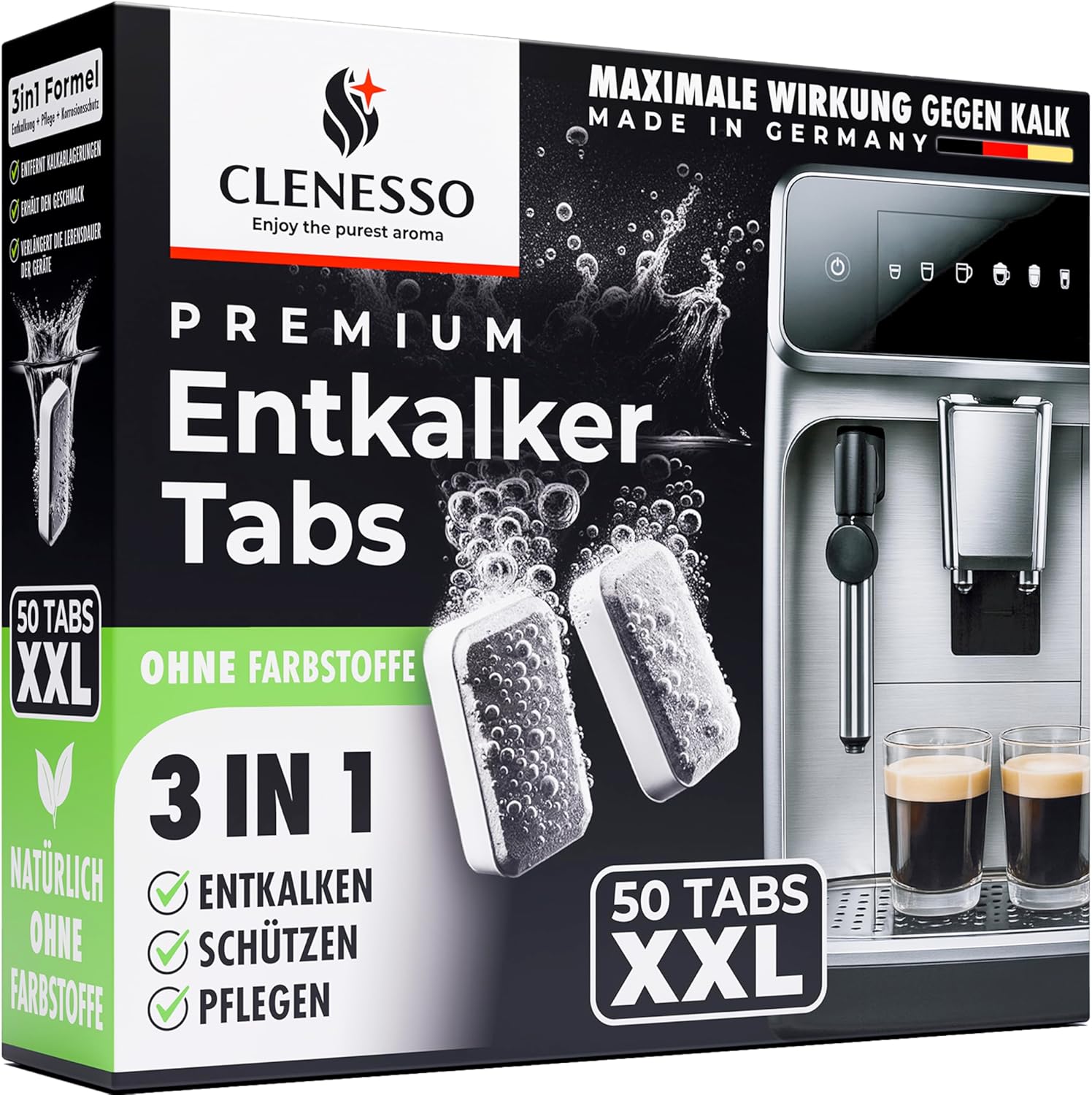 CLENESSO 3-in-1 Descaler for Fully Automatic Coffee Machines & Coffee Machines (Pack of 50)