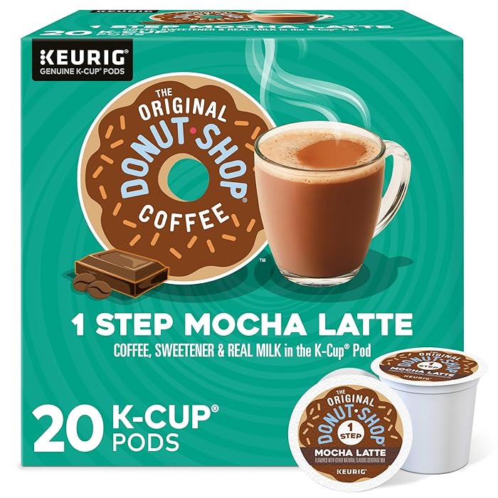 The Original Donut Shop Mocha One-Step Latte Single Serve Flavored Coffee, 20 Count