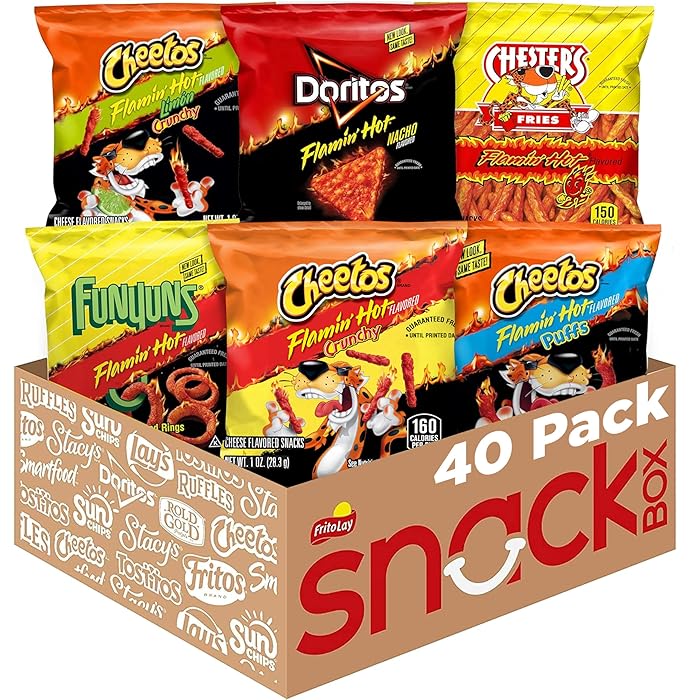 Frito-Lay Flamin Hot Mix, Variety Pack, 3.34 Pounds (Pack Of 40)