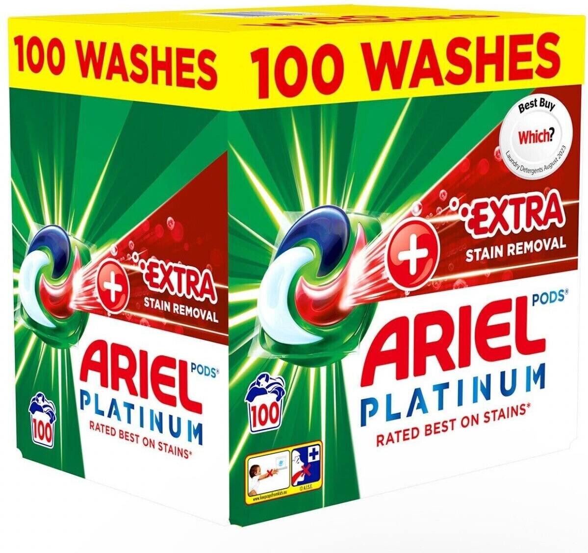 Ariel Platinum Plus Extra Stain Removal Pods, 100 Pods