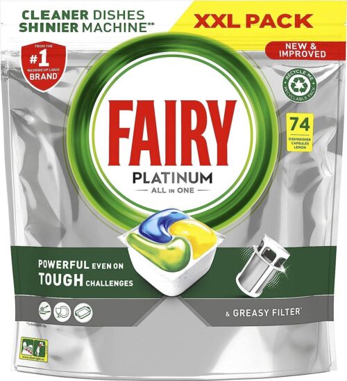Fairy Platinum Plus All-In-1 Dishwasher Lemon XXL 74 Tablets