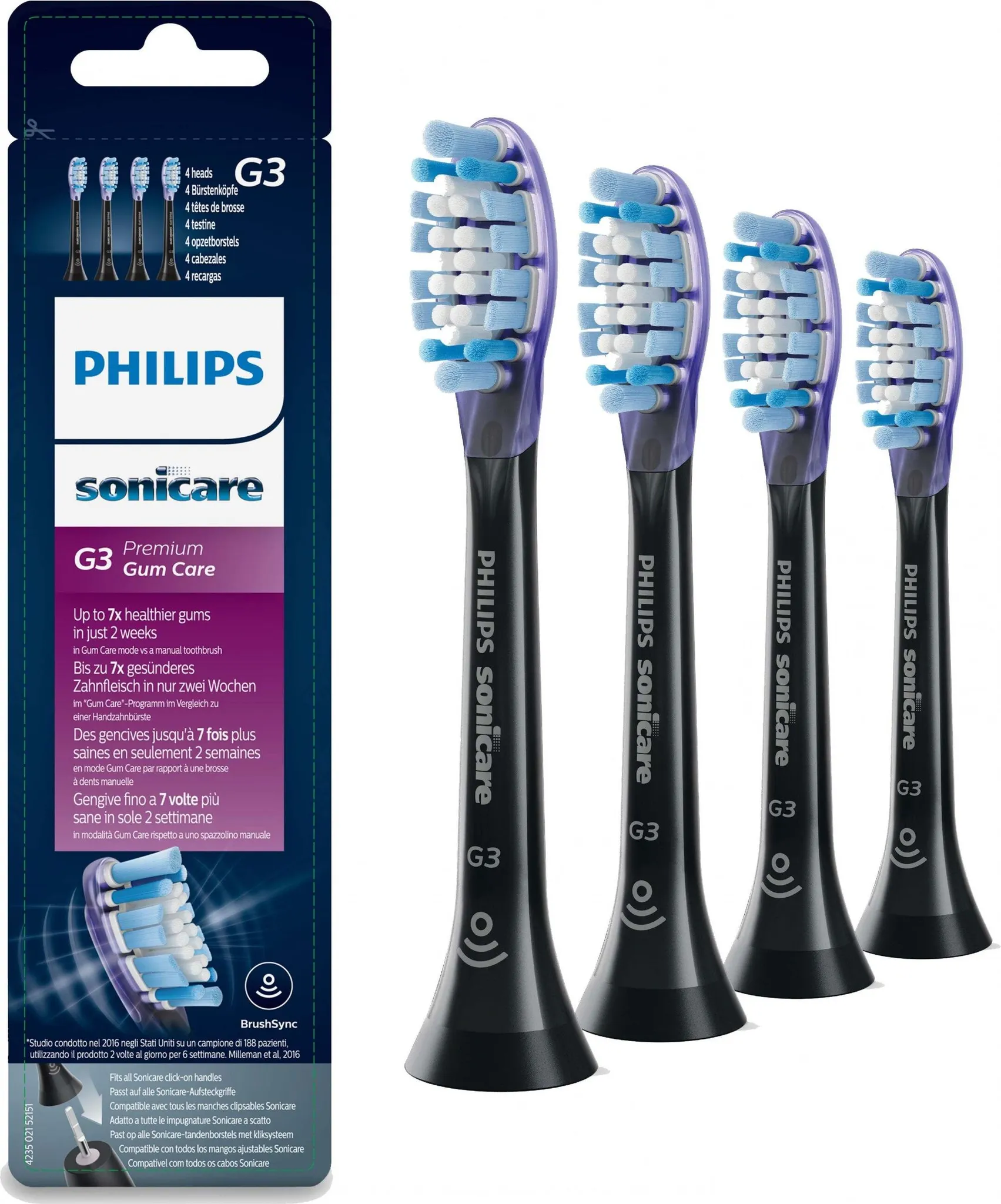 Philips Sonicare HX9054/33 4 brush heads black