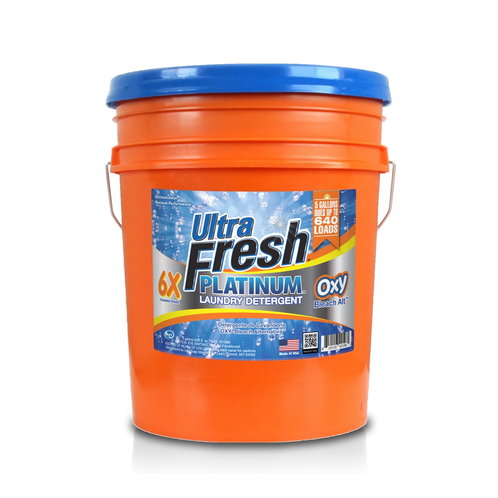 Ultra Fresh 6X Platinum Laundry Detergent - OXY Bleach Alt - 5 Gallons