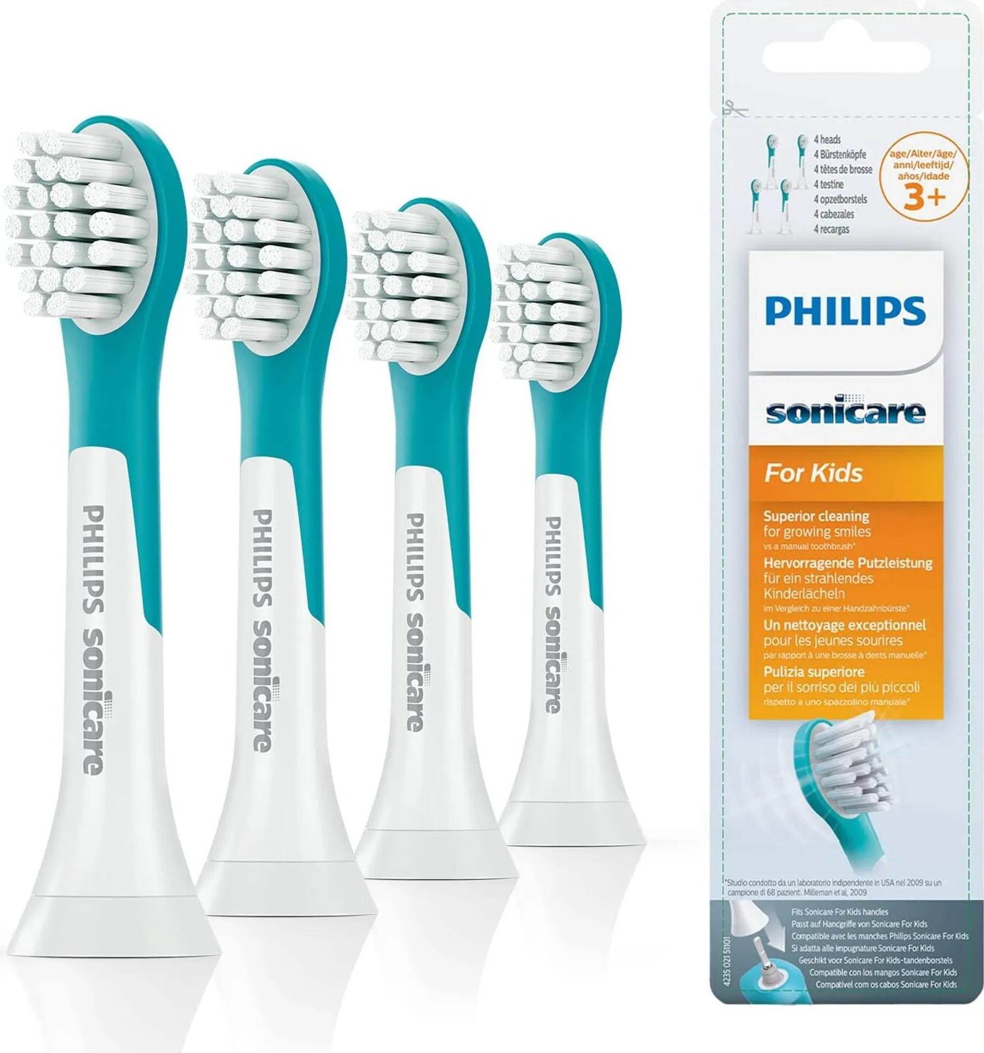 Philips Sonicare for Kids mini brush heads HX6034/33 pack of 4 blue / white