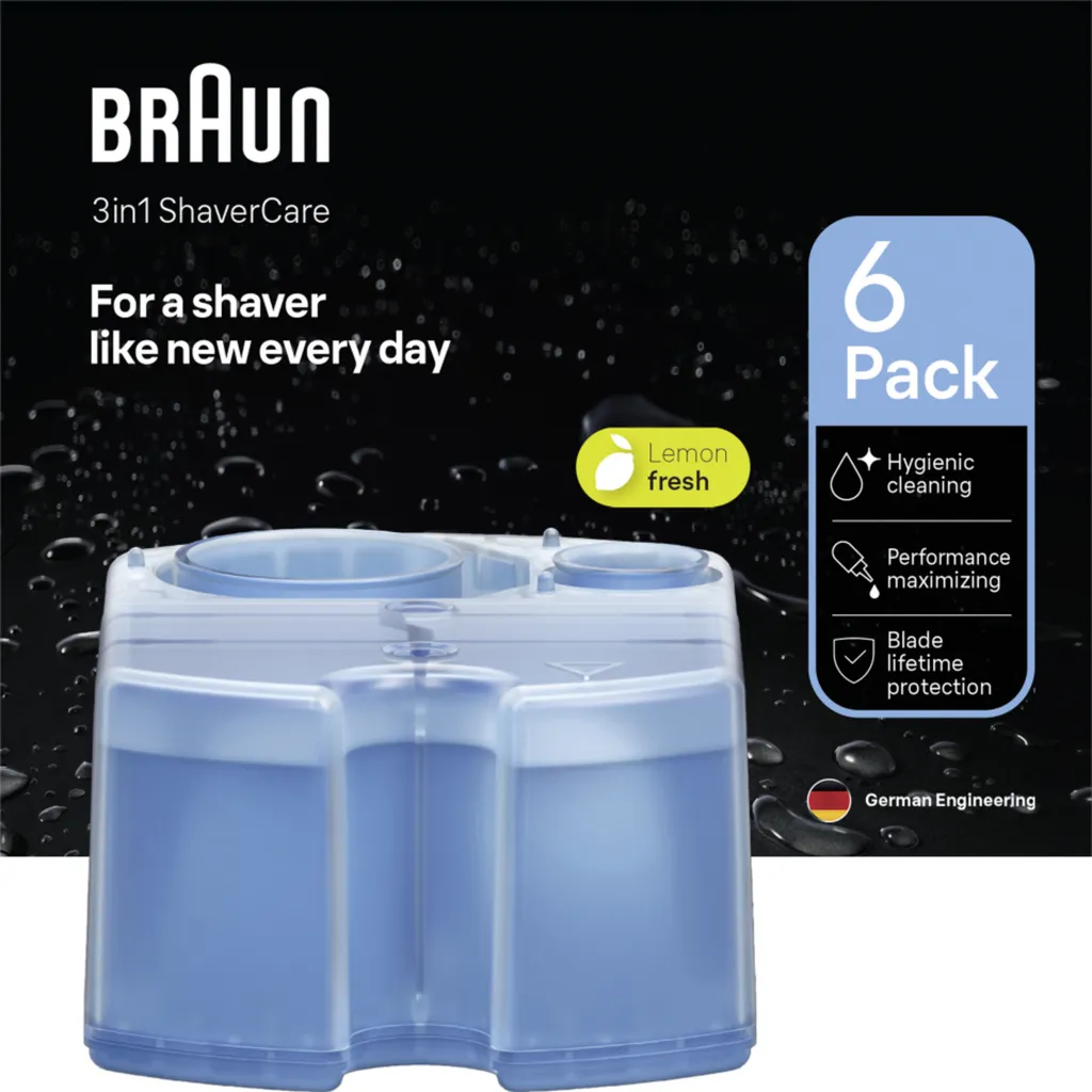 Braun ShaverCare 3 in 1 Cleaning Station Cleaning Cartridges 6 pack