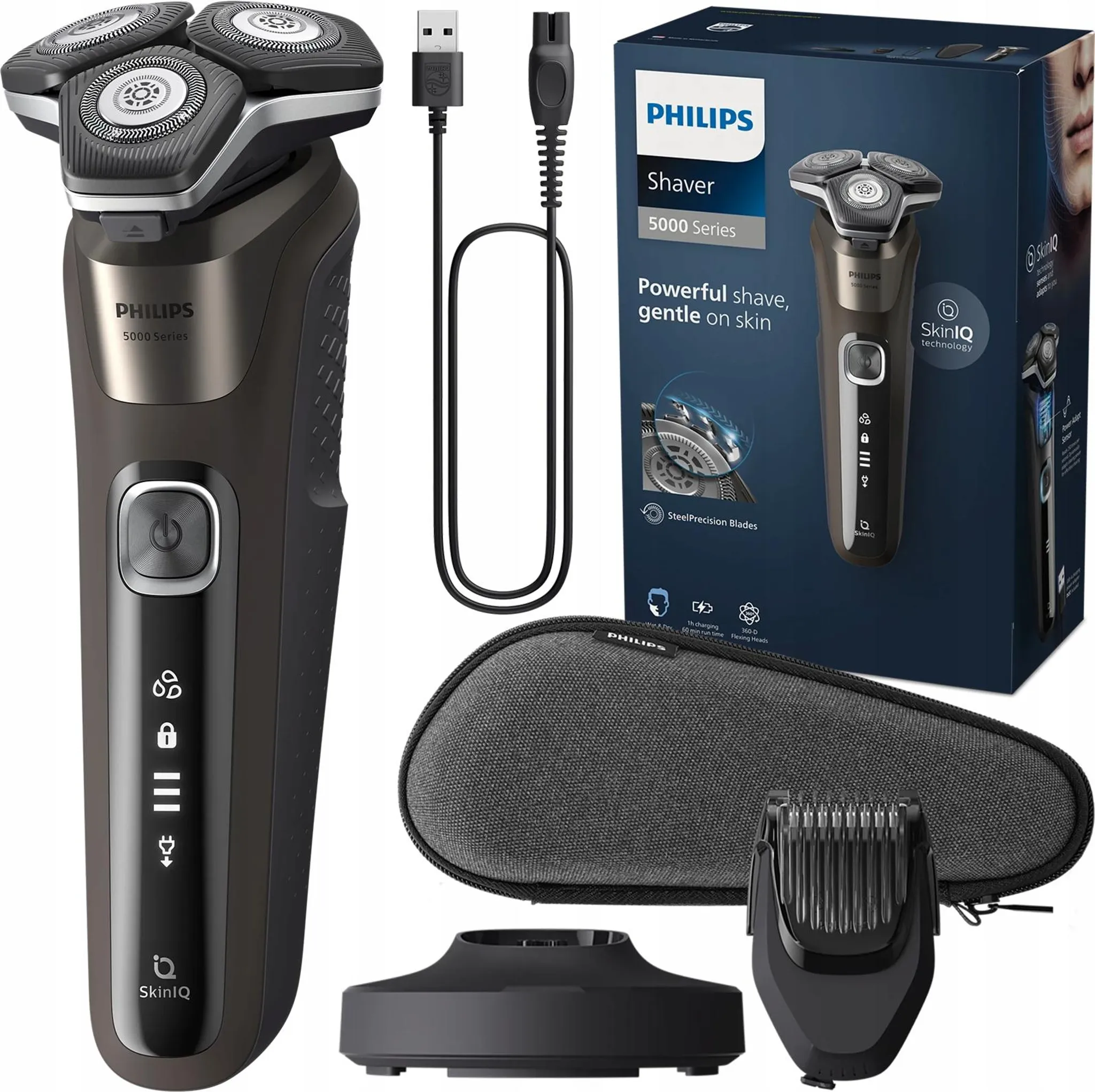 Philips shaver Series 5000 S5886/38, Rotary Shaver, Black