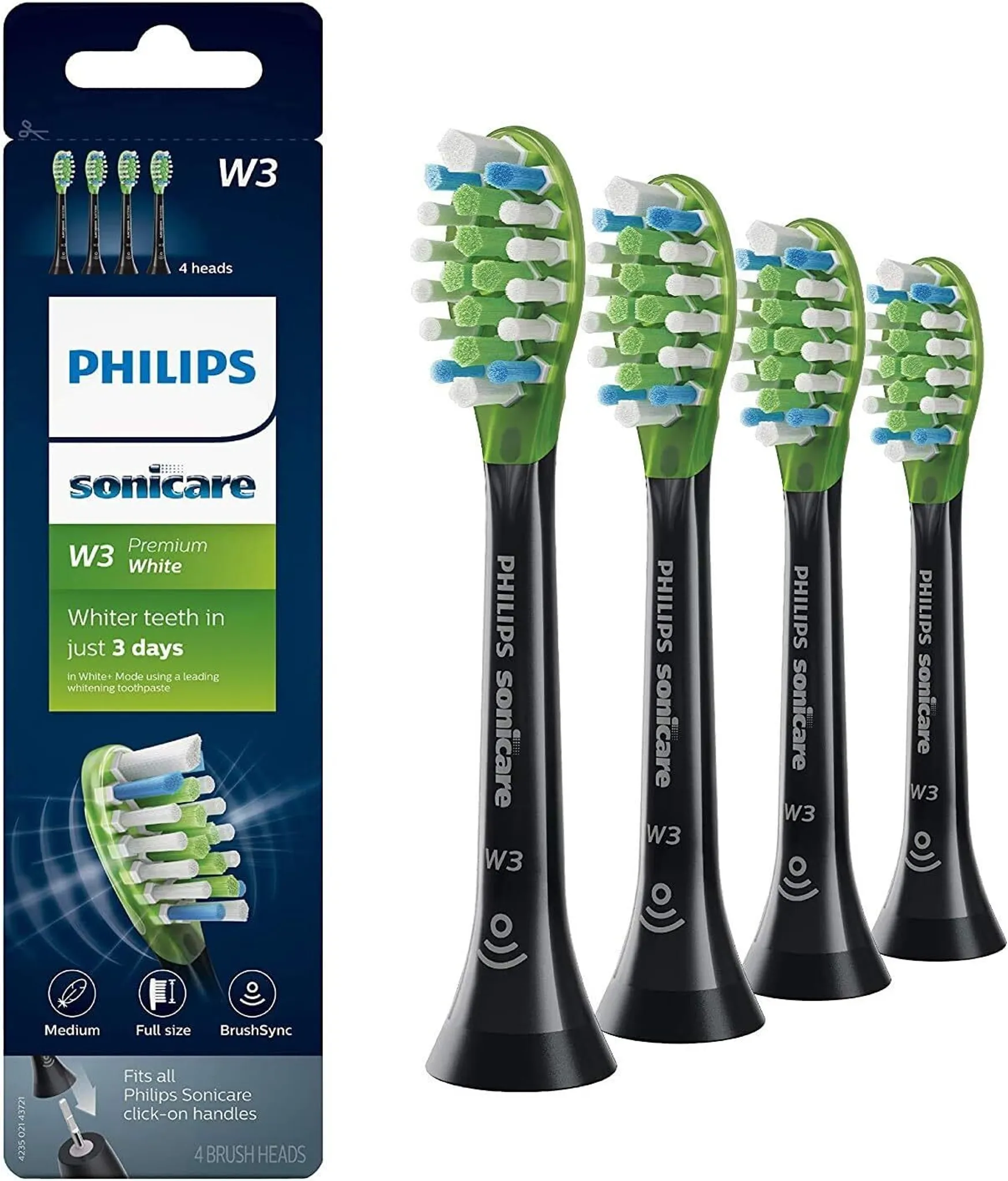 Philips Sonicare W3 Brush Heads 4pcs. Black HX9064/95